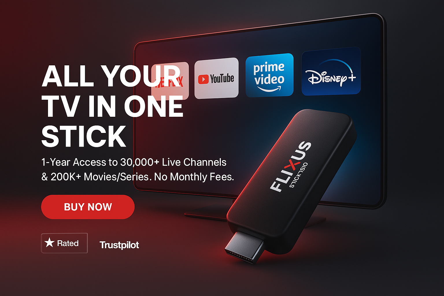 Flixus Stick Pro for 2025 — Android Tv Stick with 4k Streaming, Global Channels, and No Monthly Fees • Flixus Stick Pro